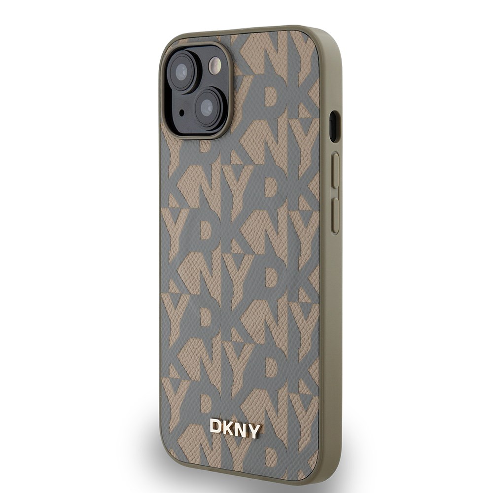 Apple iPhone 14 Kılıf DKNY Orjinal Lisanslı M-safe Şarj Özellikli 3D Yazılı Grid Pattern Kapak
