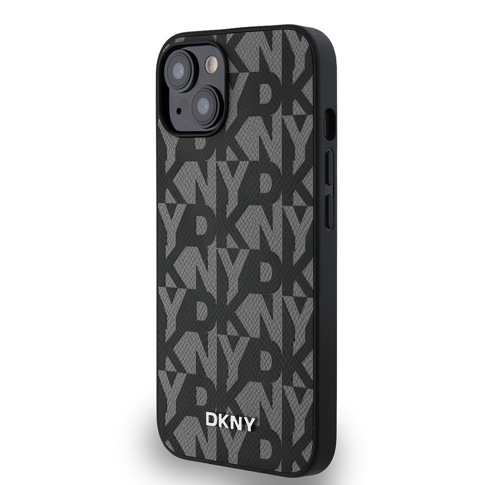 Apple iPhone 14 Kılıf DKNY Orjinal Lisanslı M-safe Şarj Özellikli 3D Yazılı Grid Pattern Kapak