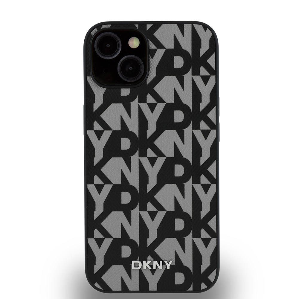 Apple iPhone 14 Kılıf DKNY Orjinal Lisanslı M-safe Şarj Özellikli 3D Yazılı Grid Pattern Kapak