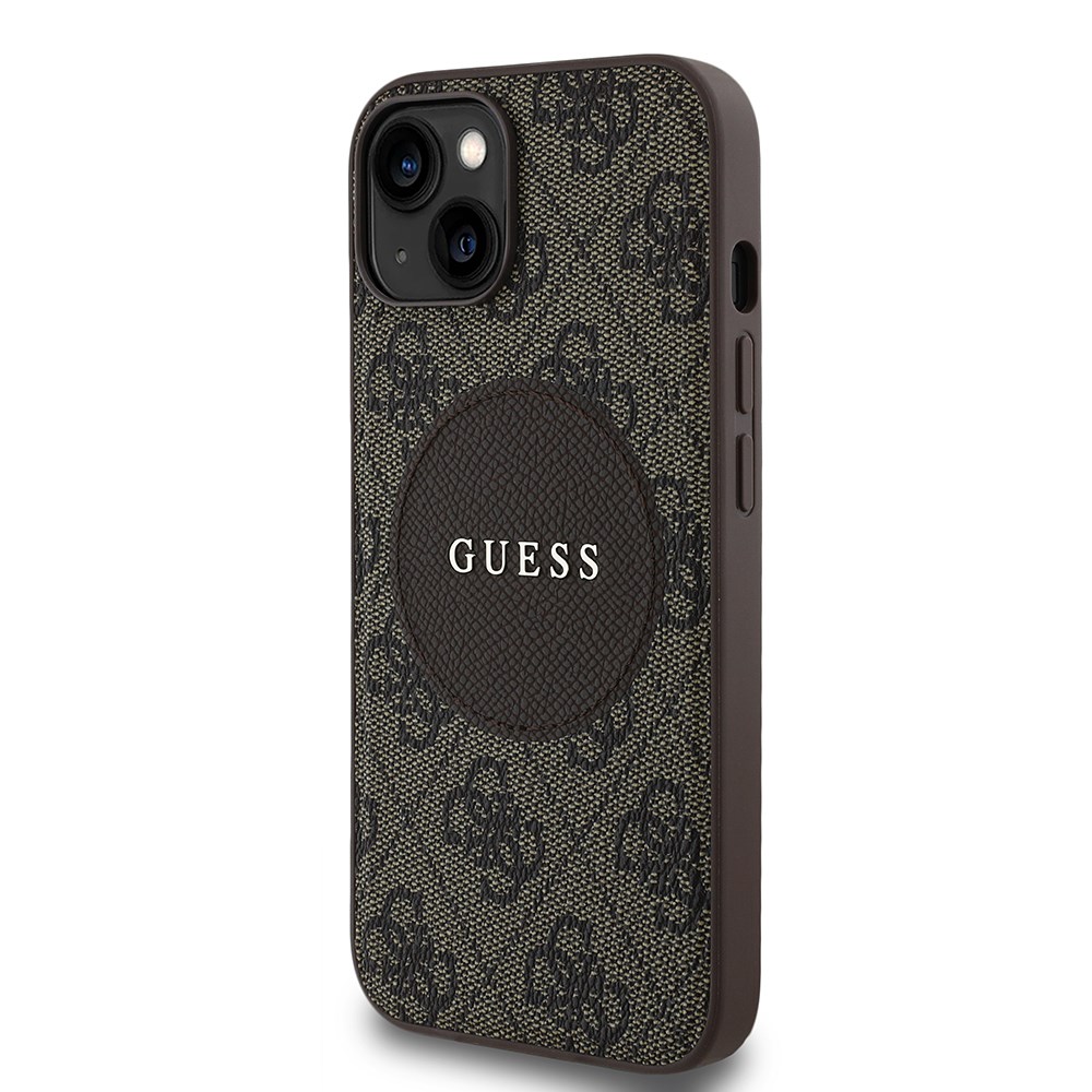 Apple iPhone 14 Kılıf Guess Orjinal Lisanslı M-safe Şarj Özellikli Yazı Logolu Circle Classic Kapak