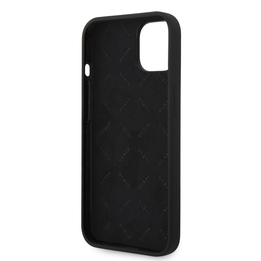 Apple iPhone 14 Kılıf Guess Orjinal Lisanslı Yazı ve Taşlı 4G Logolu Silikon Kapak