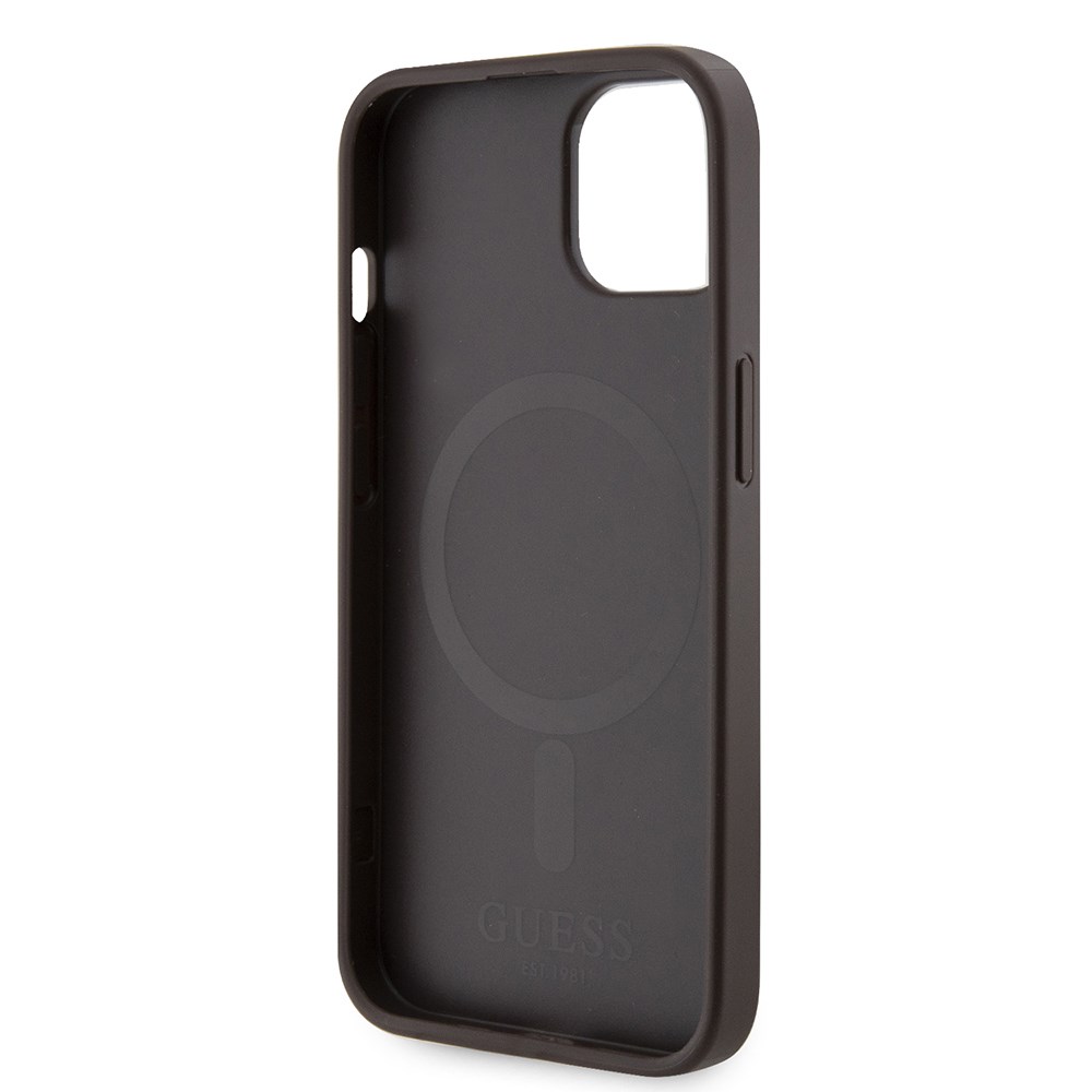 Apple iPhone 14 Kılıf Guess Orjinal Lisanslı M-safe Şarj Özellikli 4G Şerit Tasarımlı Printed Kapak