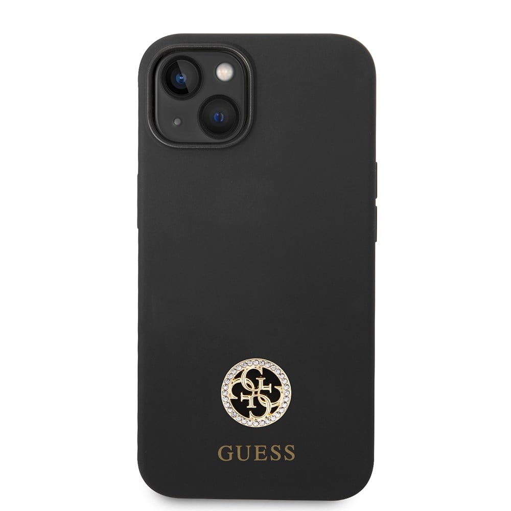 Apple iPhone 14 Kılıf Guess Orjinal Lisanslı Yazı ve Taşlı 4G Logolu Silikon Kapak