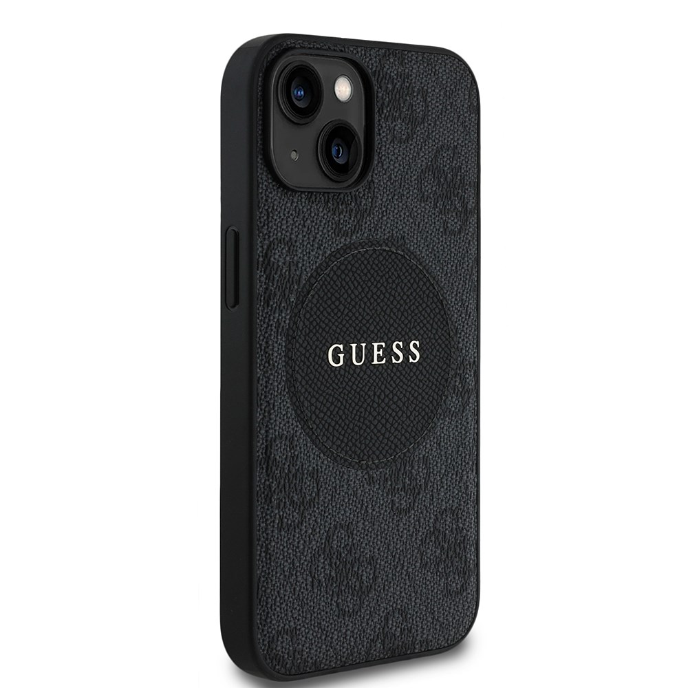 Apple iPhone 14 Kılıf Guess Orjinal Lisanslı M-safe Şarj Özellikli Yazı Logolu Circle Classic Kapak