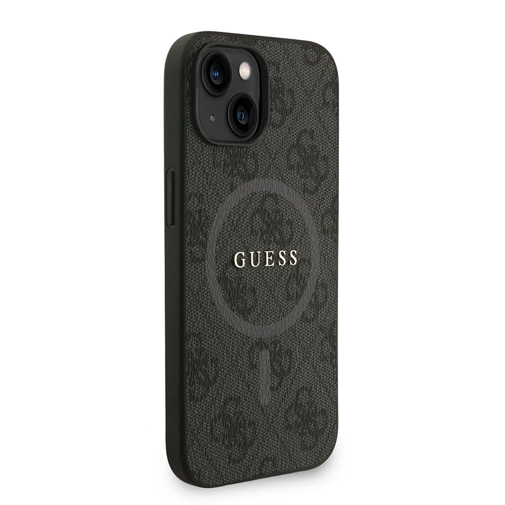 Apple iPhone 14 Kılıf Guess Orjinal Lisanslı M-safe Şarj Özellikli PU Deri Bilek Askı İpli Yazı Logolu Kapak
