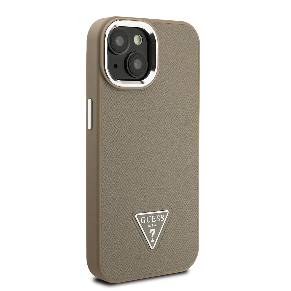 Apple iPhone 14 Kılıf Guess Orjinal Lisanslı M-safe Şarj Özellikli Grained Triangle Kapak