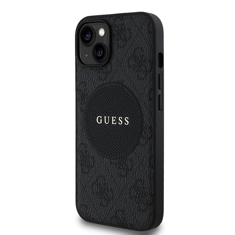 Apple iPhone 14 Kılıf Guess Orjinal Lisanslı M-safe Şarj Özellikli Yazı Logolu Circle Classic Kapak