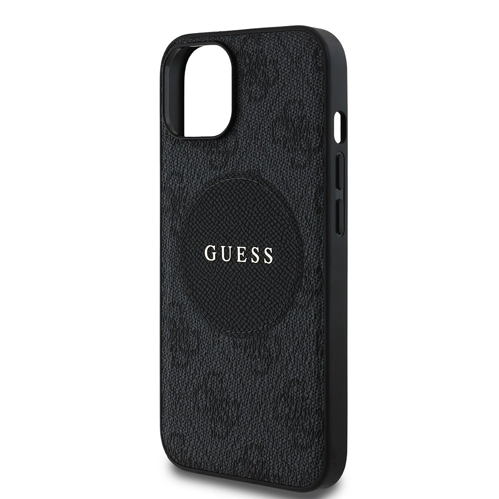 Apple iPhone 14 Kılıf Guess Orjinal Lisanslı M-safe Şarj Özellikli Yazı Logolu Circle Classic Kapak