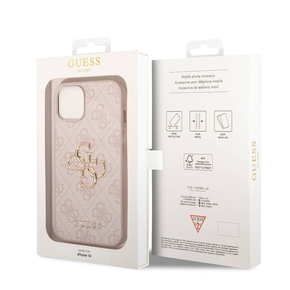 Apple iPhone 14 Kılıf Guess PU Deri Büyük Metal Logo Dizaynlı Kapak
