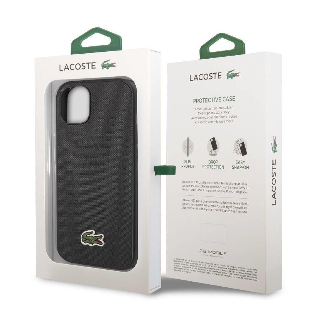 Apple iPhone 14 Kılıf Lacoste Orjinal Lisanslı PU Pike Desenli Arka Yüzey İkonik Timsah Dokuma Logolu Kapak
