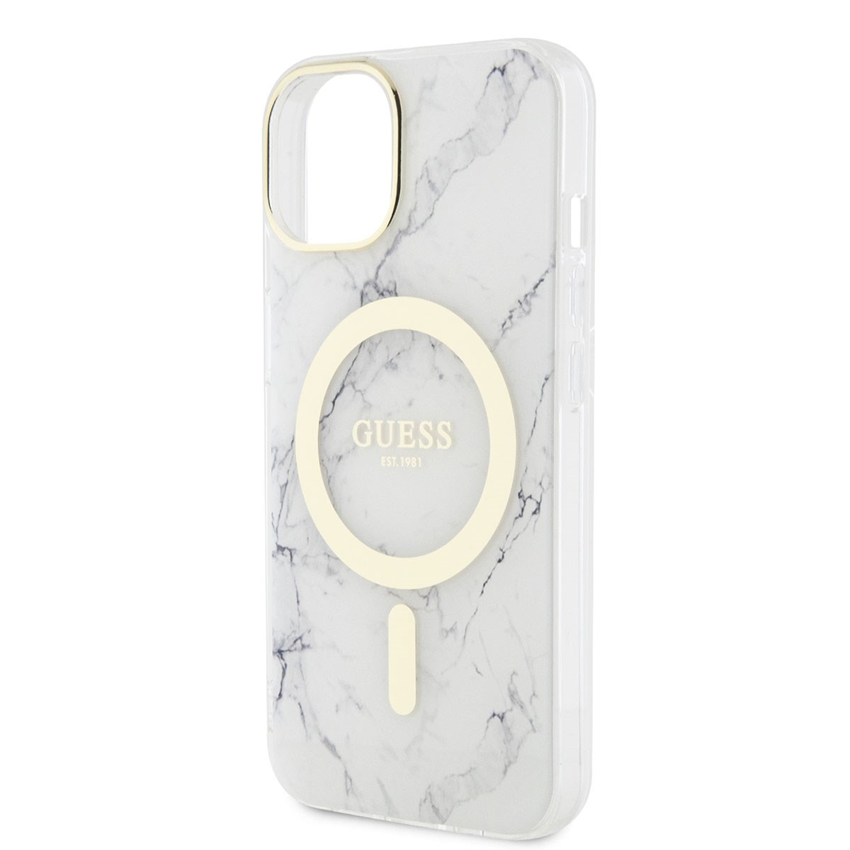 Apple iPhone 14 Plus Kılıf GUESS M-safe Şarj Özellikli Mermer Desenli Kapak