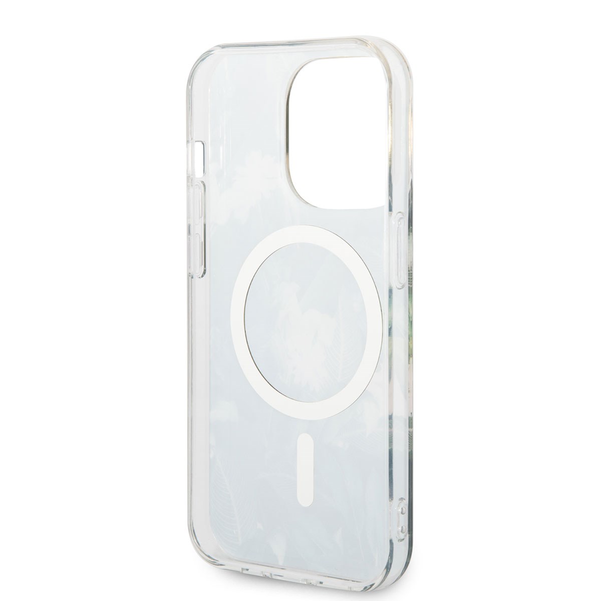 Apple iPhone 14 Pro Kılıf GUESS M-safe Şarj Özellikli Yaprak Desenli M-safe Şarj Kablolu Kapak