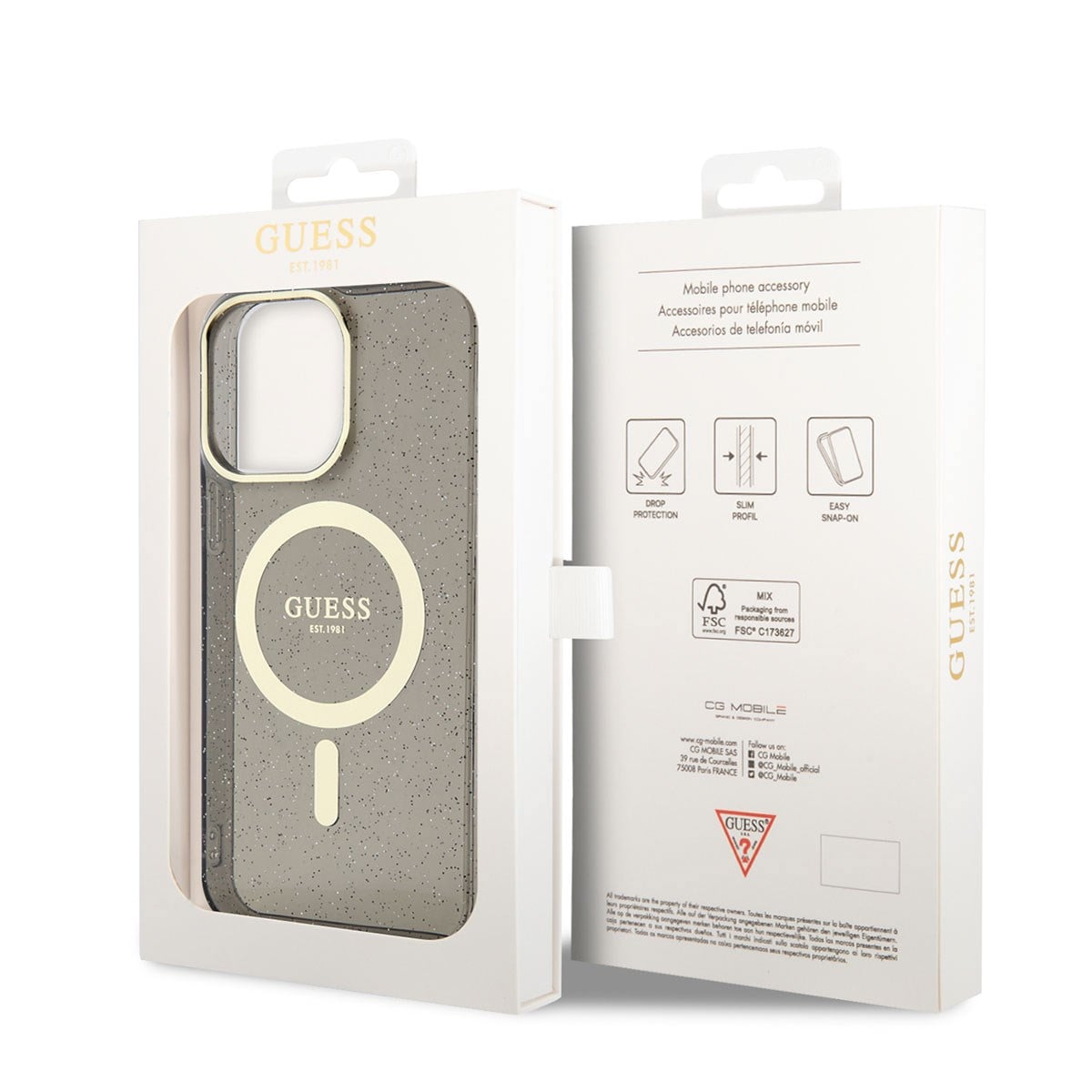 Apple iPhone 14 Pro Kılıf GUESS M-safe Şarj Özellikli Glitter Kapak
