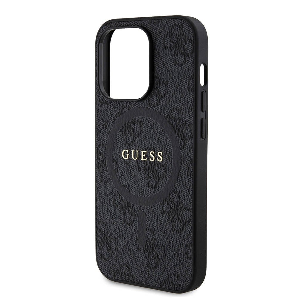 Apple iPhone 14 Pro Kılıf Guess Orjinal Lisanslı M-safe Şarj Özellikli PU Halkalı 4G Desenli Yazı Logolu Kapak
