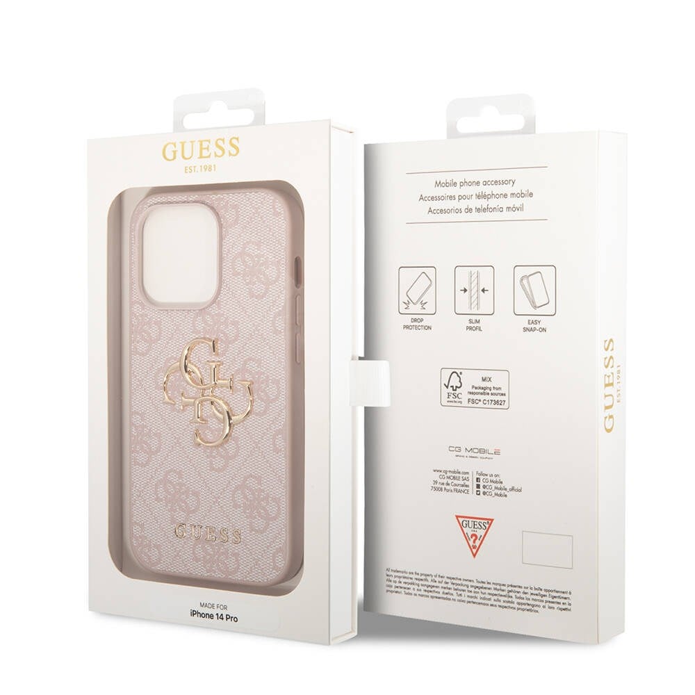 Apple iPhone 14 Pro Kılıf Guess PU Deri Büyük Metal Logo Dizaynlı Kapak