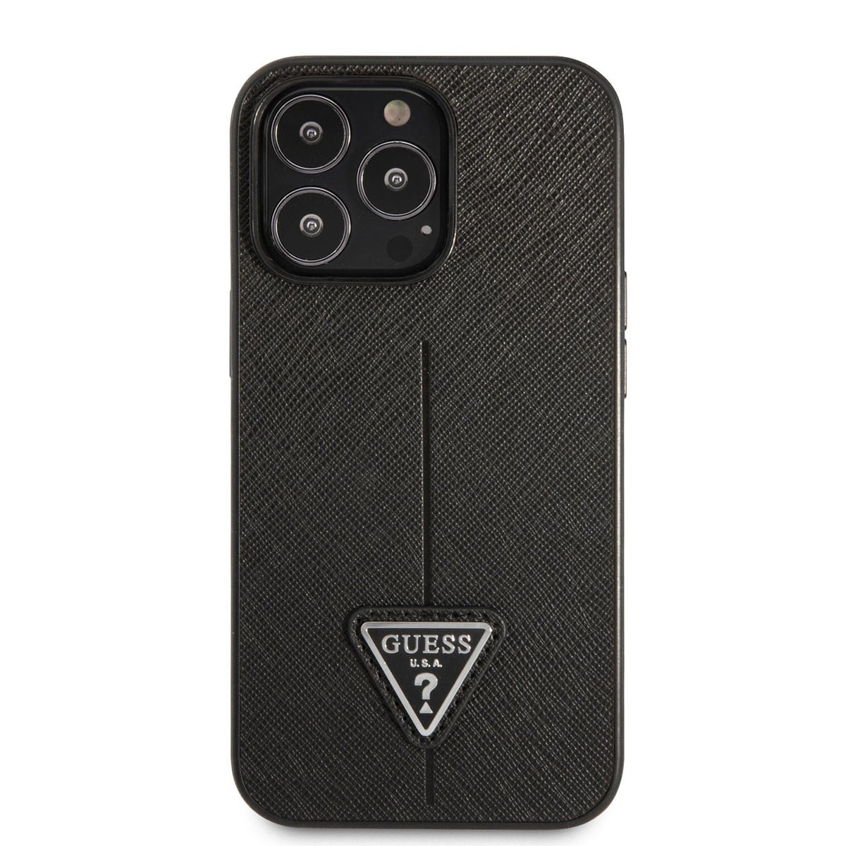 Apple iPhone 14 Pro Kılıf GUESS PU Safran Deri Üçgen Logo Dizayn Kapak