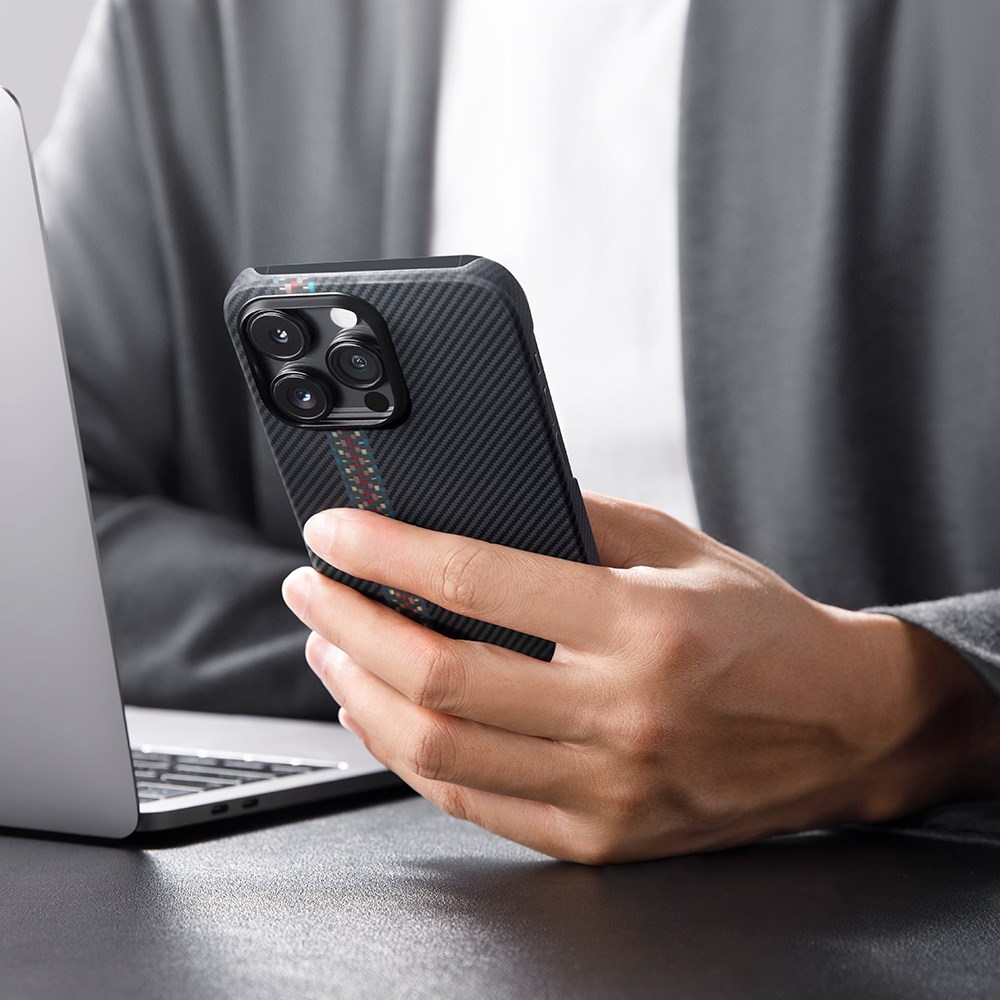 Apple iPhone 14 Pro Kılıf M-safe Şarj Özellikli 600D Aramid Fiber Pitaka Tactile Woven Orchestra Serisi Rhapsody Kapak