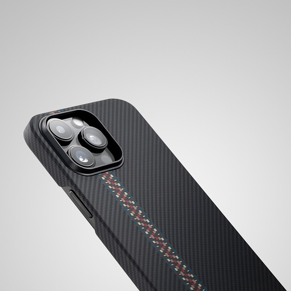 Apple iPhone 14 Pro Kılıf M-safe Şarj Özellikli 600D Aramid Fiber Pitaka Tactile Woven Orchestra Serisi Rhapsody Kapak