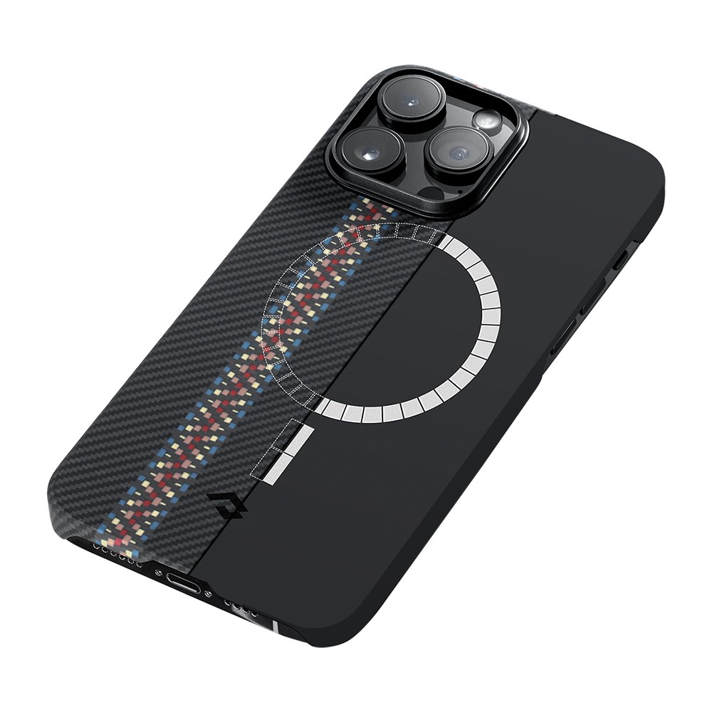 Apple iPhone 14 Pro Kılıf M-safe Şarj Özellikli 600D Aramid Fiber Pitaka Tactile Woven Orchestra Serisi Rhapsody Kapak