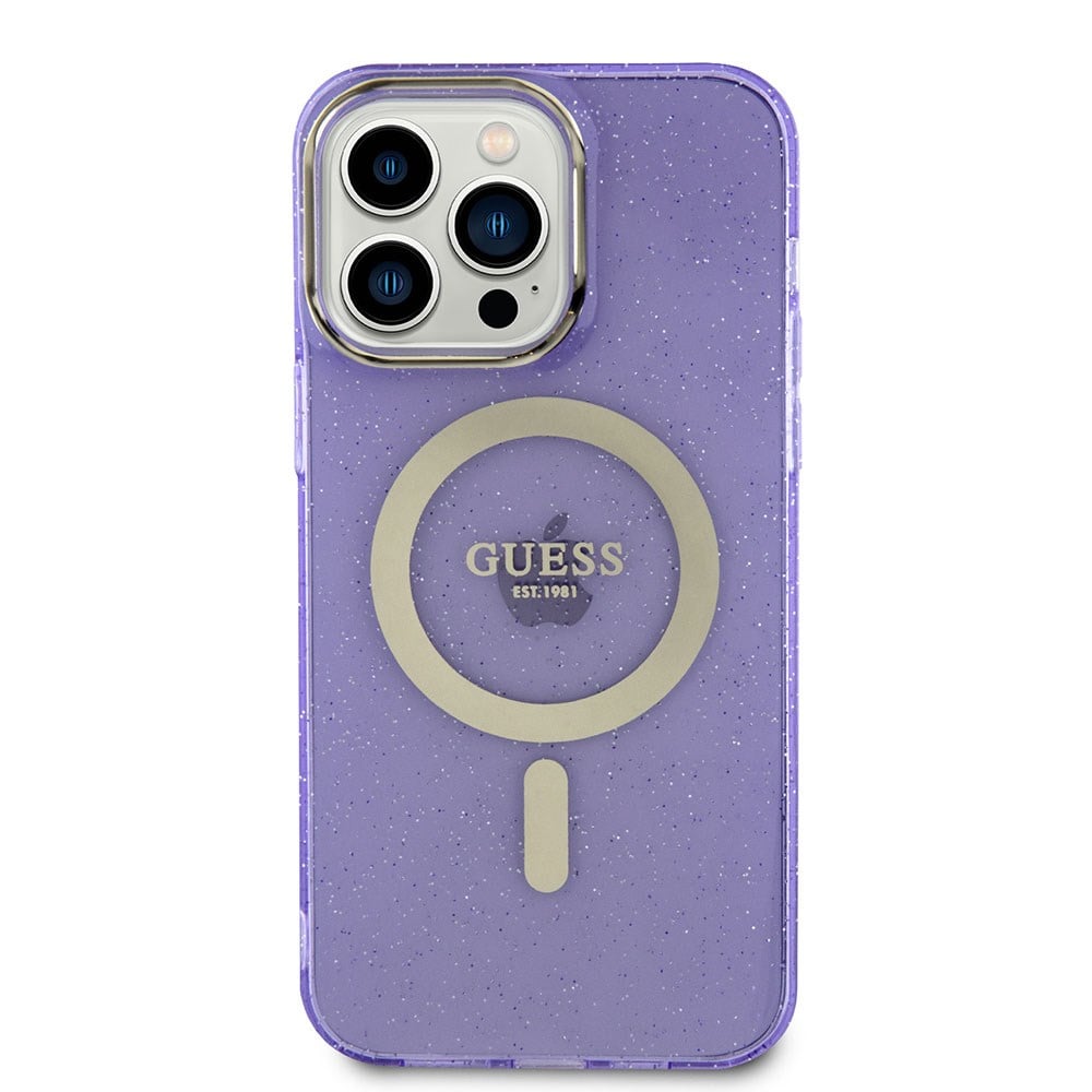 Apple iPhone 14 Pro Max Kılıf GUESS M-safe Şarj Özellikli Glitter Kapak