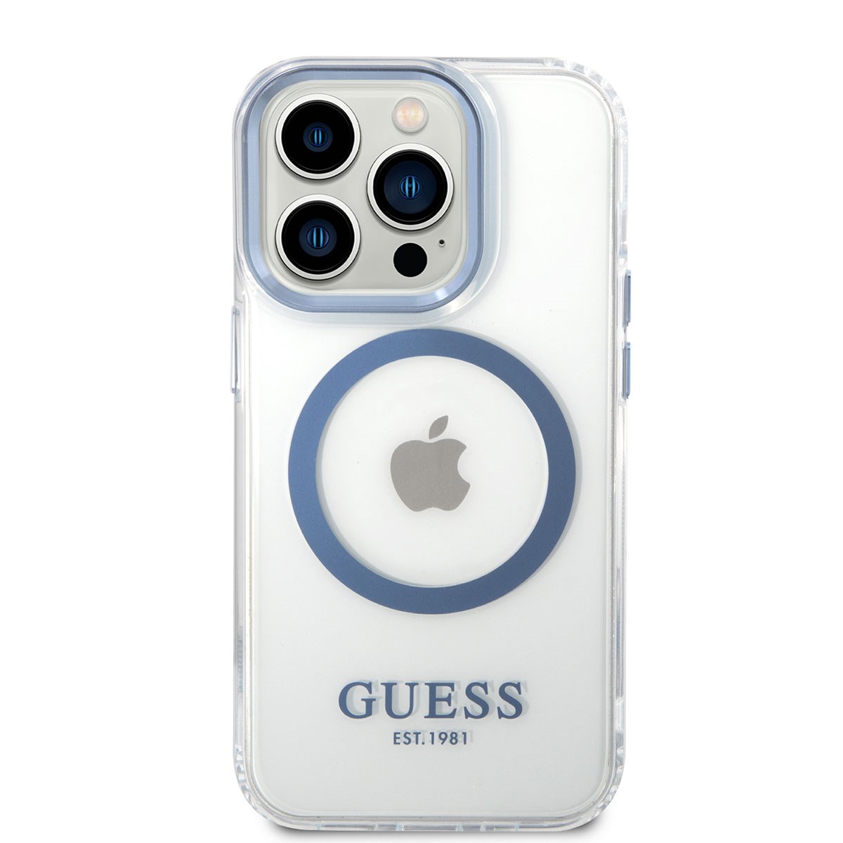 Apple iPhone 14 Pro Max Kılıf GUESS M-safe Şarj Özellikli Metal Kamera Çerçeveli Kapak