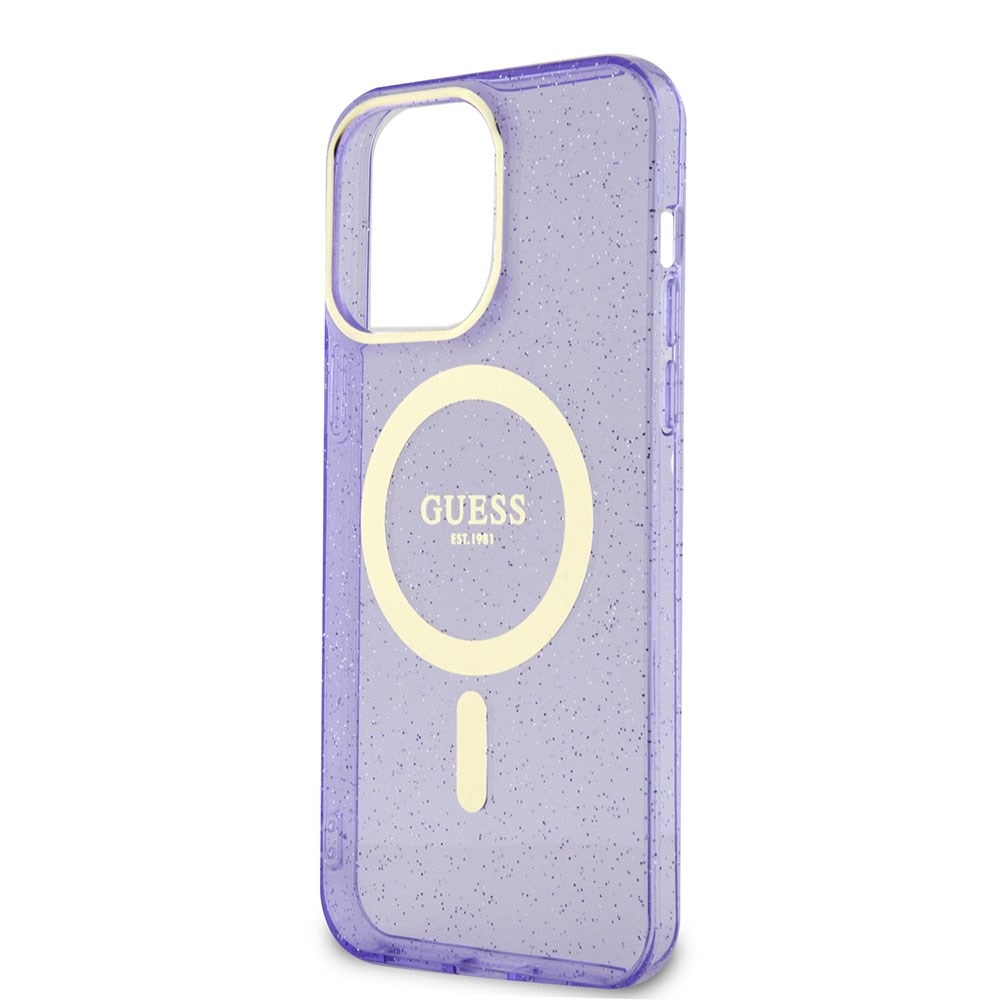 Apple iPhone 14 Pro Max Kılıf GUESS M-safe Şarj Özellikli Glitter Kapak