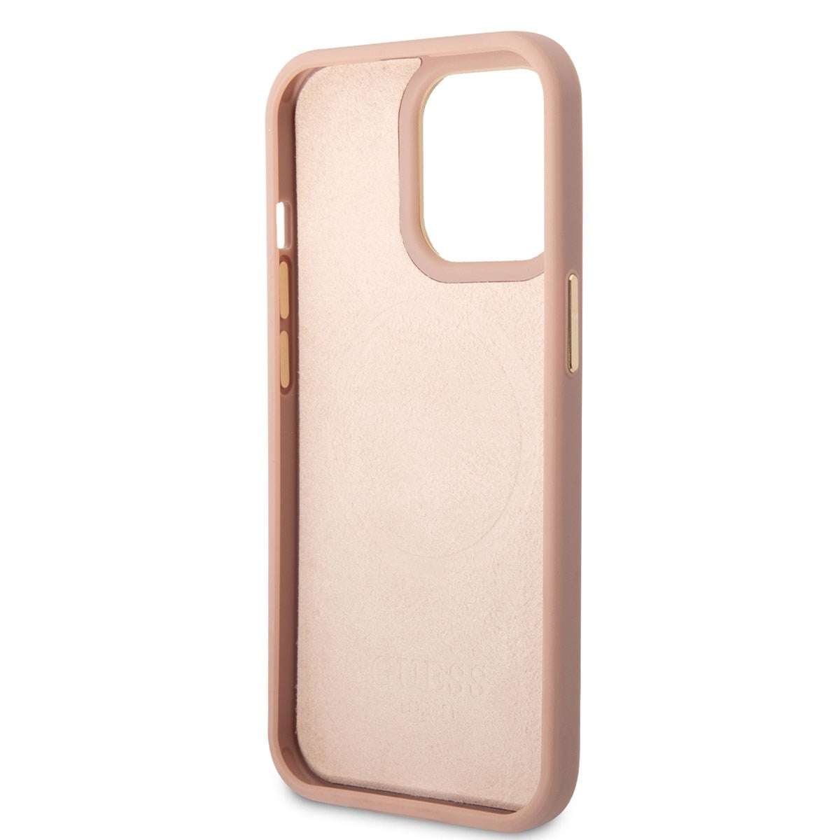 Apple iPhone 14 Pro Max Kılıf GUESS M-safe Şarj Özellikli PU Deri Metal Logolu Kapak