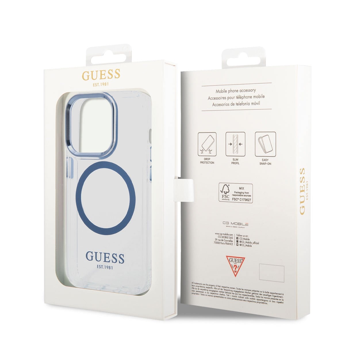 Apple iPhone 14 Pro Max Kılıf GUESS M-safe Şarj Özellikli Metal Kamera Çerçeveli Kapak