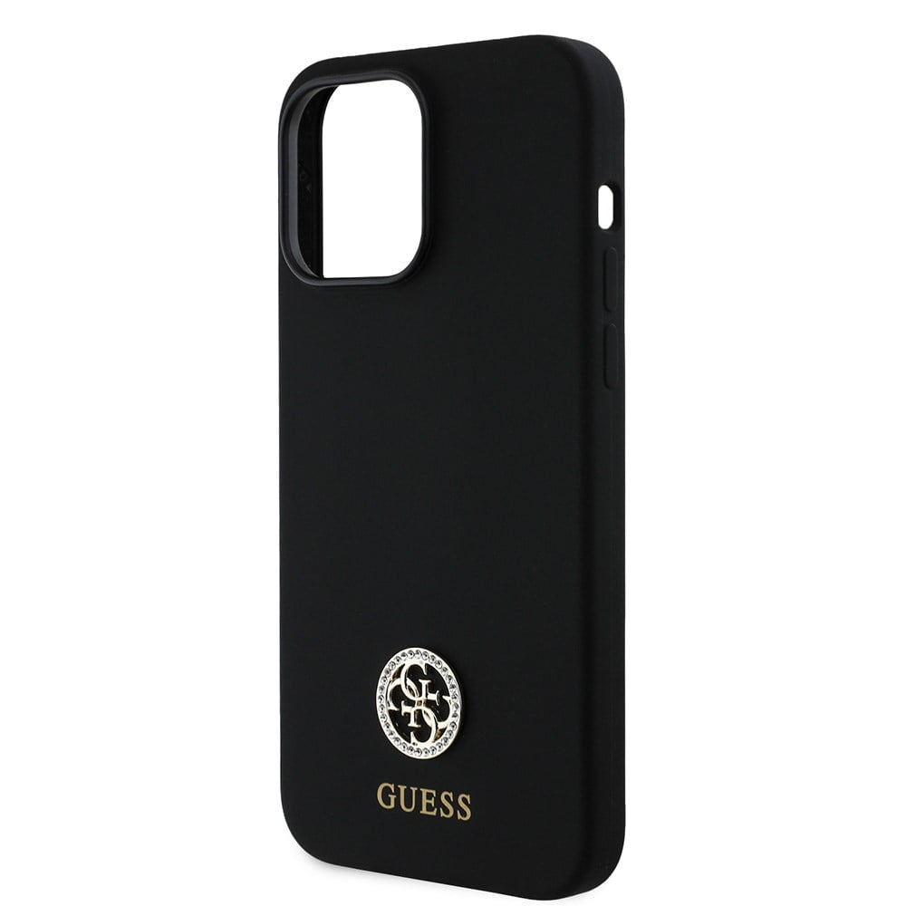 Apple iPhone 14 Pro Max Kılıf Guess Orjinal Lisanslı Yazı ve Taşlı 4G Logolu Silikon Kapak