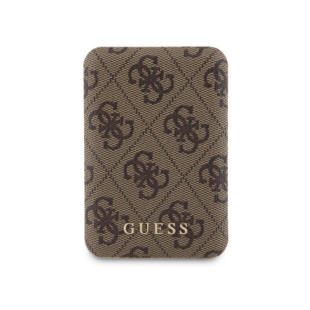 Apple iPhone 14 Pro Max Kılıf Guess Orjinal Lisanslı M-safe Şarj Özellikli Yazı Logolu 4G Desenli Kapak + Powerbank 5000mAh 2in1 Set