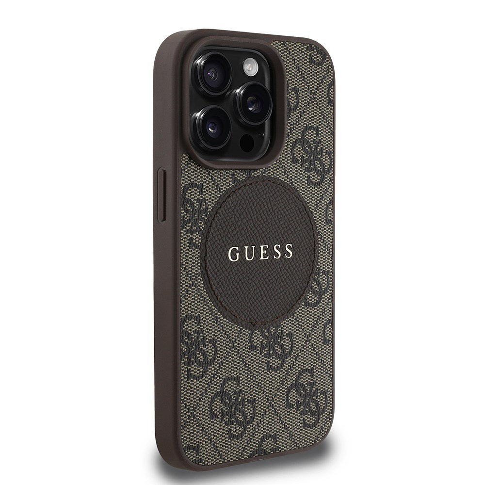 Apple iPhone 14 Pro Max Kılıf Guess Orjinal Lisanslı M-safe Şarj Özellikli Yazı Logolu Circle Classic Kapak