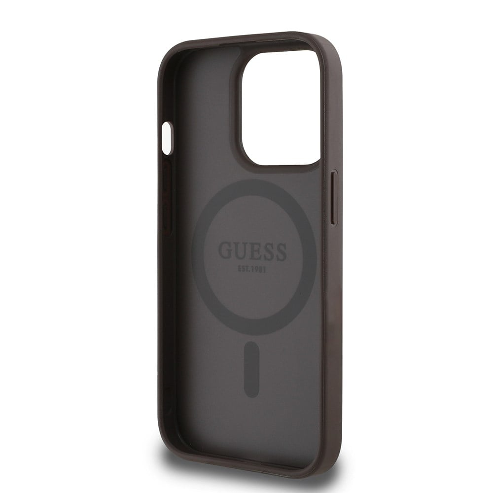 Apple iPhone 14 Pro Max Kılıf Guess Orjinal Lisanslı M-safe Şarj Özellikli Yazı Logolu Circle Classic Kapak