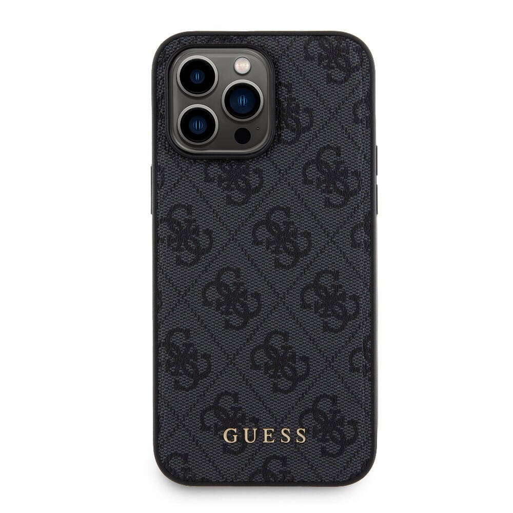 Apple iPhone 14 Pro Max Kılıf Guess Orjinal Lisanslı M-safe Şarj Özellikli Yazı Logolu 4G Desenli Kapak + Powerbank 5000mAh 2in1 Set
