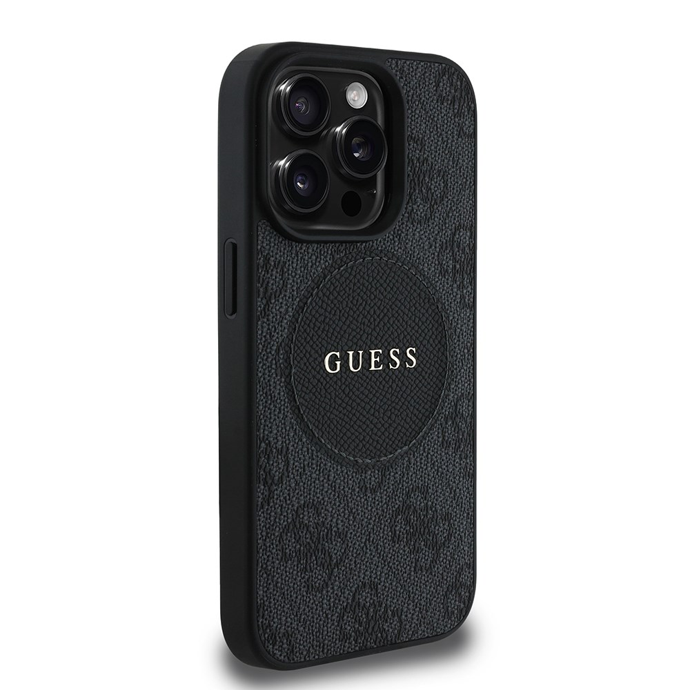 Apple iPhone 14 Pro Max Kılıf Guess Orjinal Lisanslı M-safe Şarj Özellikli Yazı Logolu Circle Classic Kapak