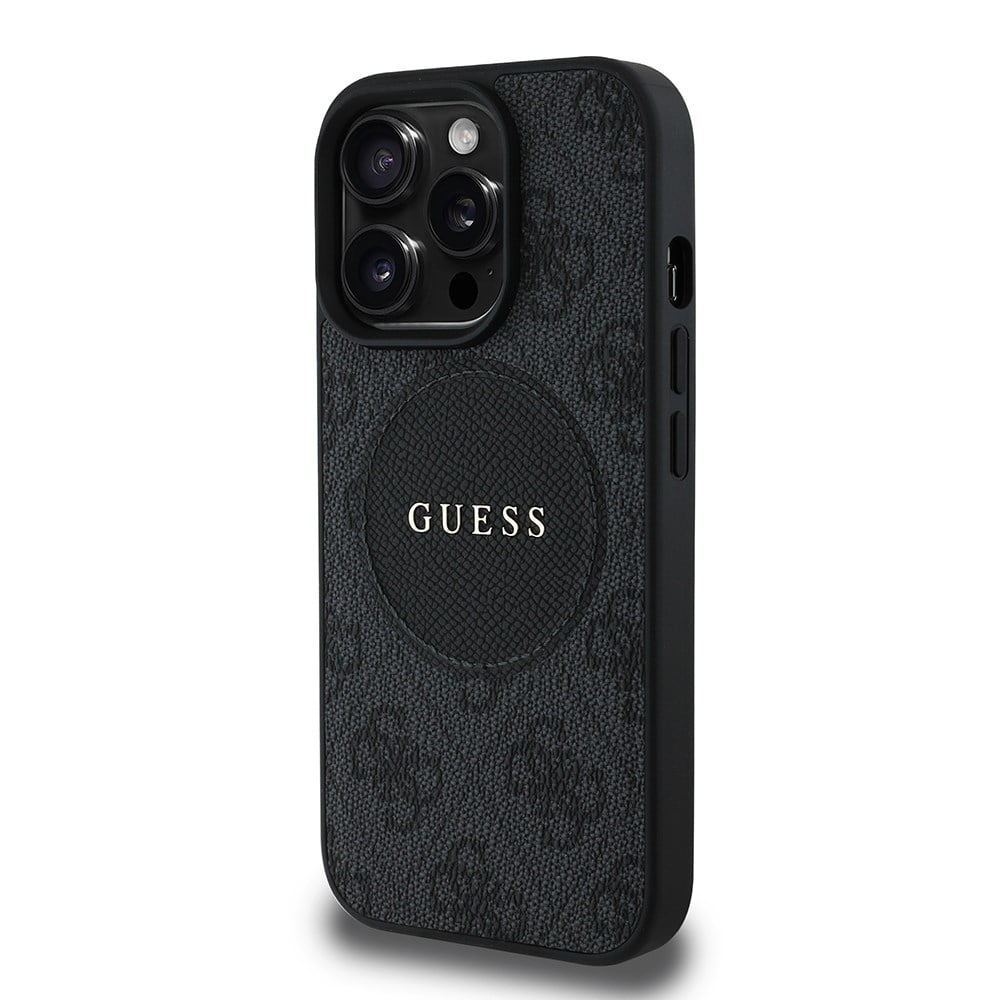 Apple iPhone 14 Pro Max Kılıf Guess Orjinal Lisanslı M-safe Şarj Özellikli Yazı Logolu Circle Classic Kapak