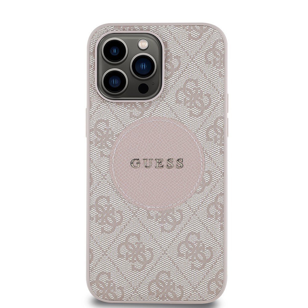 Apple iPhone 14 Pro Max Kılıf Guess Orjinal Lisanslı M-safe Şarj Özellikli Yazı Logolu Circle Classic Kapak