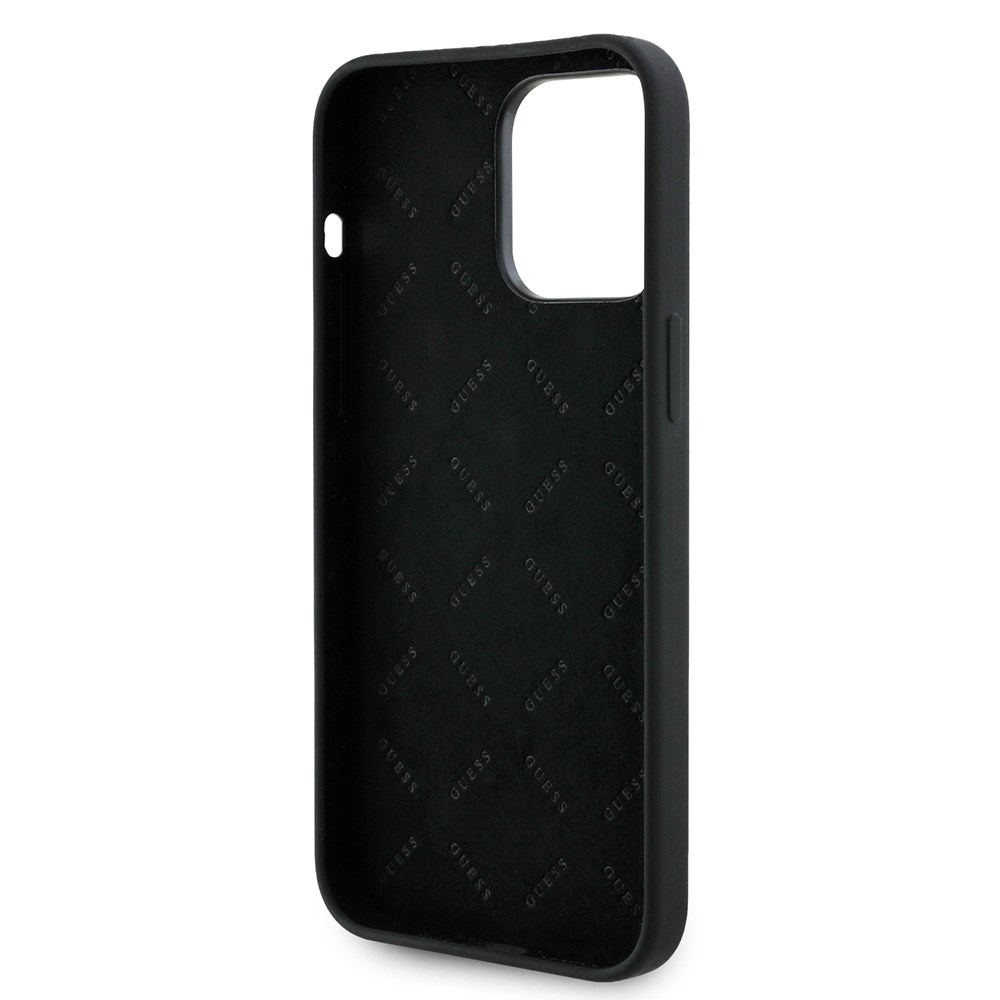 Apple iPhone 14 Pro Max Kılıf Guess Orjinal Lisanslı Yazı ve Taşlı 4G Logolu Silikon Kapak