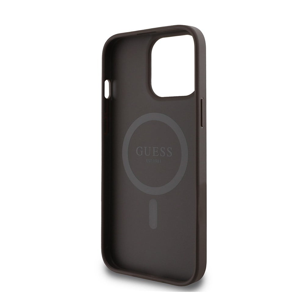 Apple iPhone 14 Pro Max Kılıf Guess Orjinal Lisanslı M-safe Şarj Özellikli 4G Desen Yazı Logolu Kapak