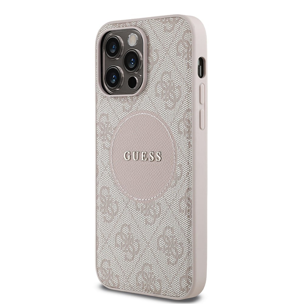 Apple iPhone 14 Pro Max Kılıf Guess Orjinal Lisanslı M-safe Şarj Özellikli Yazı Logolu Circle Classic Kapak