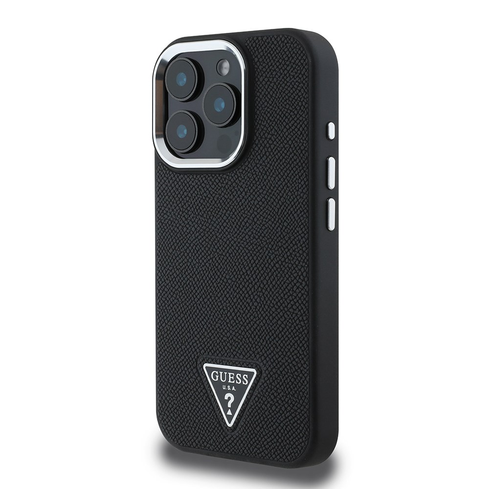 Apple iPhone 14 Pro Max Kılıf Guess Orjinal Lisanslı M-safe Şarj Özellikli Grained Triangle Kapak