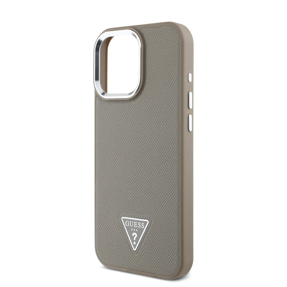 Apple iPhone 14 Pro Max Kılıf Guess Orjinal Lisanslı M-safe Şarj Özellikli Grained Triangle Kapak