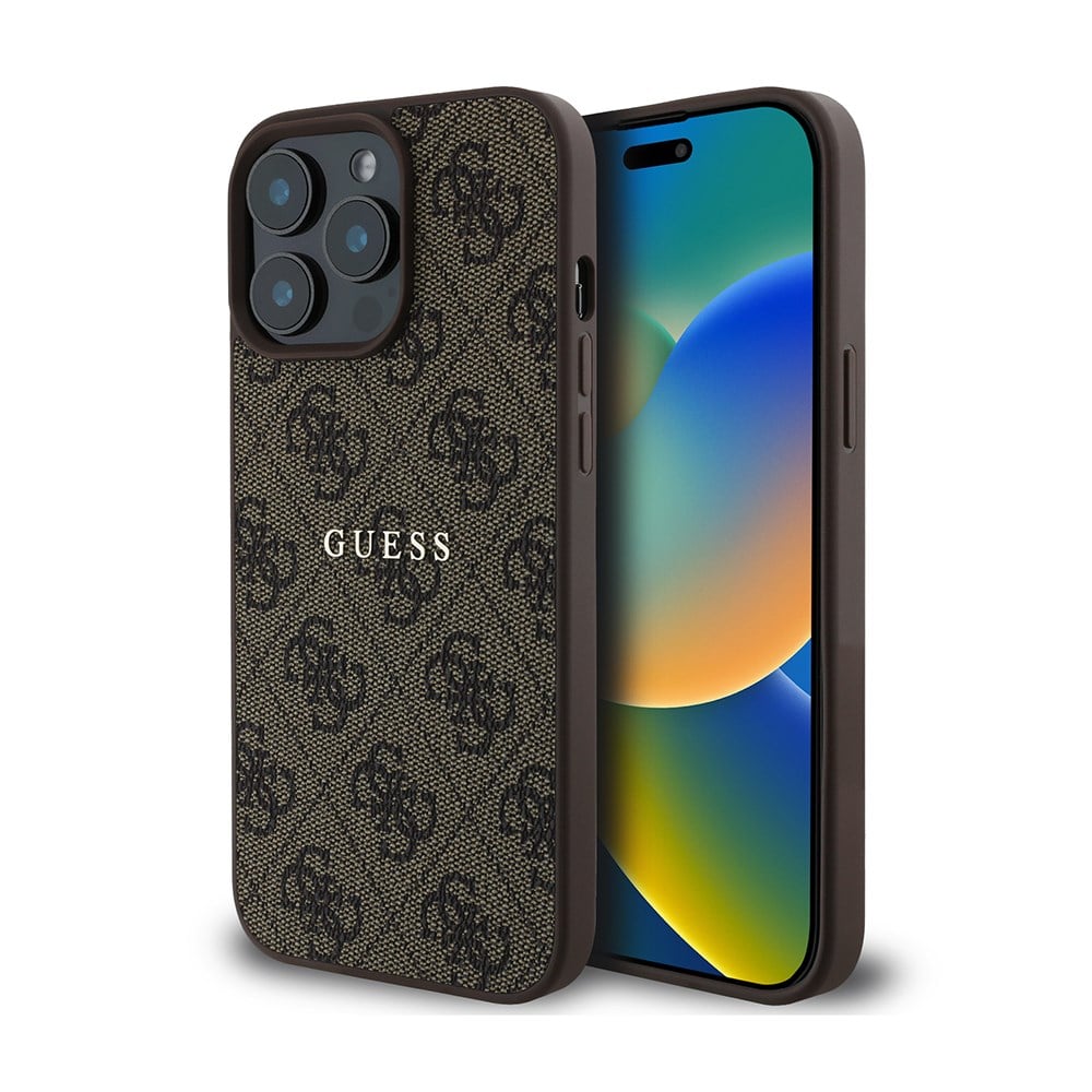 Apple iPhone 14 Pro Max Kılıf Guess Orjinal Lisanslı M-safe Şarj Özellikli 4G Desen Yazı Logolu Kapak