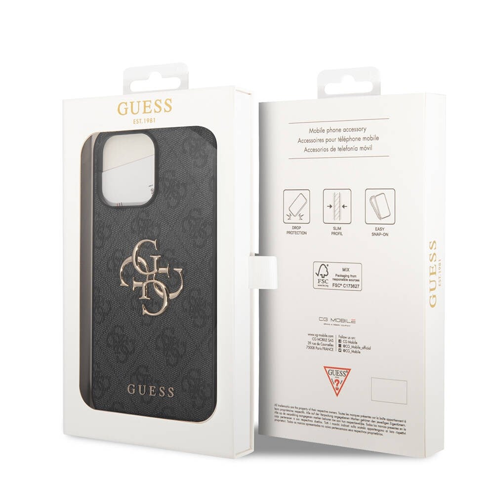 Apple iPhone 14 Pro Max Kılıf GUESS PU Deri Büyük Metal Logo Dizaynlı Kapak