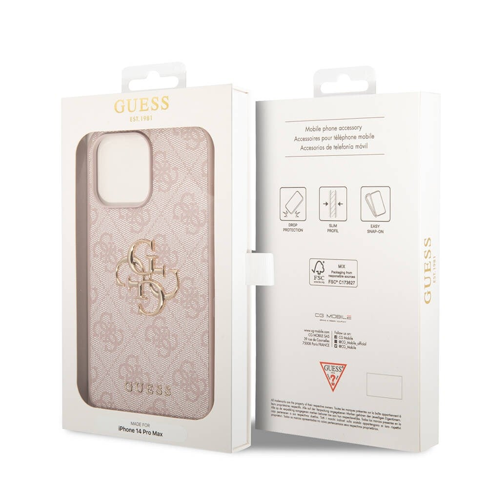 Apple iPhone 14 Pro Max Kılıf GUESS PU Deri Büyük Metal Logo Dizaynlı Kapak