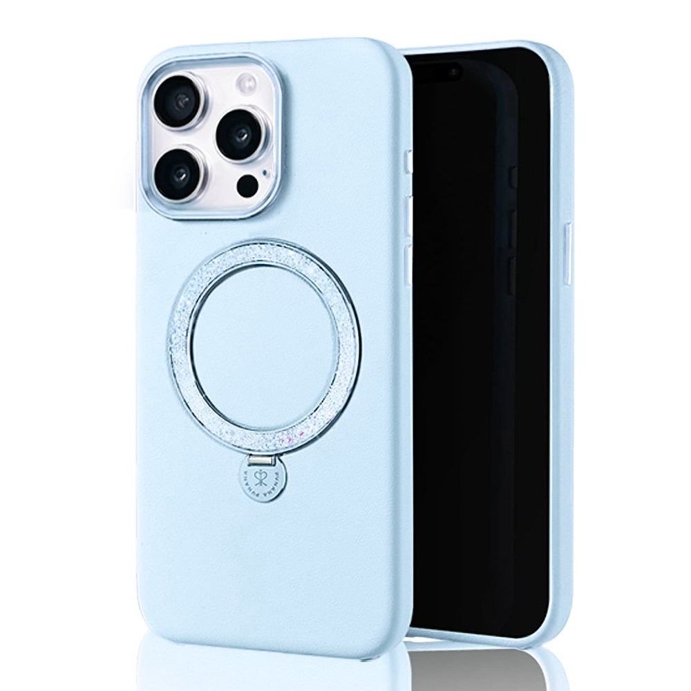 Apple iPhone 14 Pro Max Kılıf M-safe Şarj Özellikli Standlı Suni Deri Tasarımlı Pynana Dancing Circle Serisi Kapak