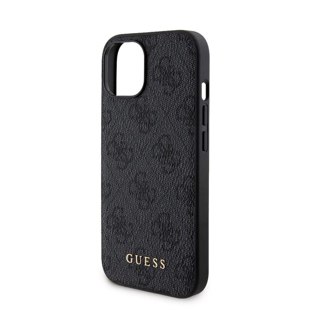 Apple iPhone 15 Kılıf Guess Orjinal Lisanslı M-safe Şarj Özellikli Yazı Logolu 4G Desenli Kapak + Powerbank 5000mAh 2in1 Set