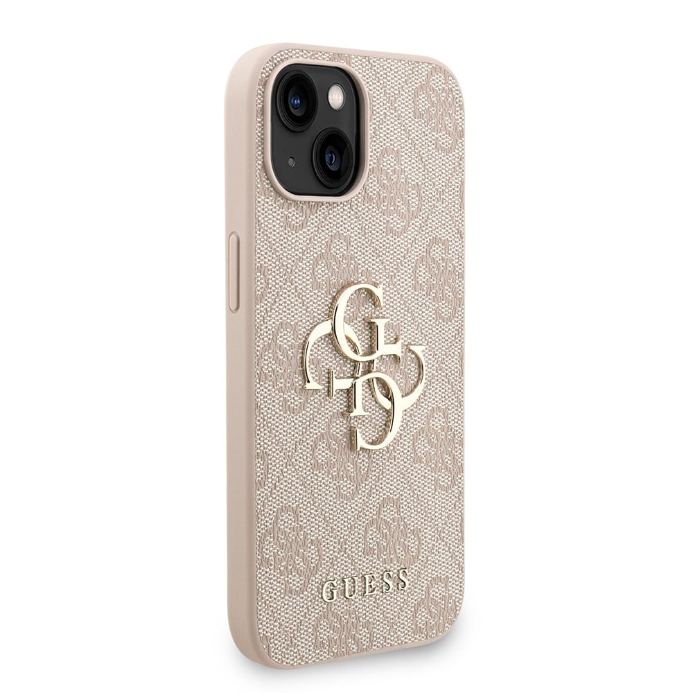 Apple iPhone 15 Kılıf Guess Orjinal Lisanslı PU Deri Bilek Askı İpli Metal Büyük 4G ve Yazı Logolu Kapak