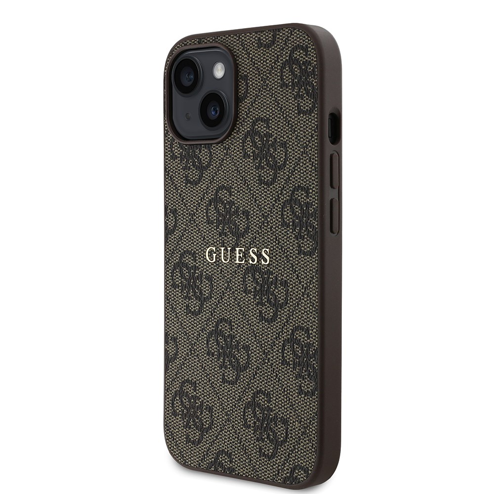 Apple iPhone 15 Kılıf Guess Orjinal Lisanslı M-safe Şarj Özellikli 4G Desen Yazı Logolu Kapak