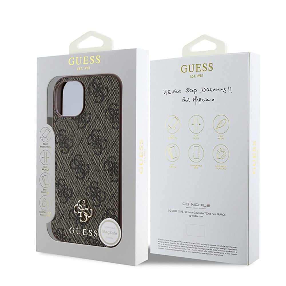 Apple iPhone 15 Kılıf Guess Orjinal Lisanslı M-safe Şarj Özellikli Small 4G Classic Kapak