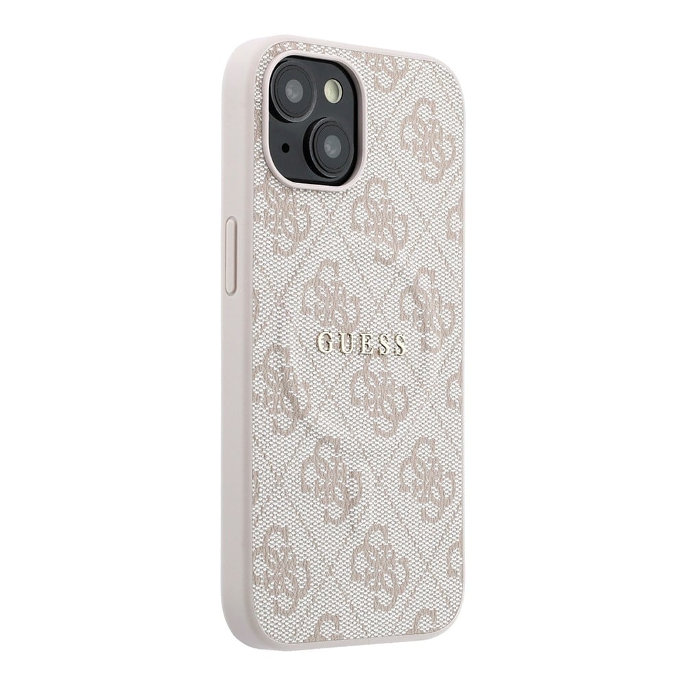 Apple iPhone 15 Kılıf Guess Orjinal Lisanslı M-safe Kabartmalı 4G Desenli Yazı Logolu Kapak